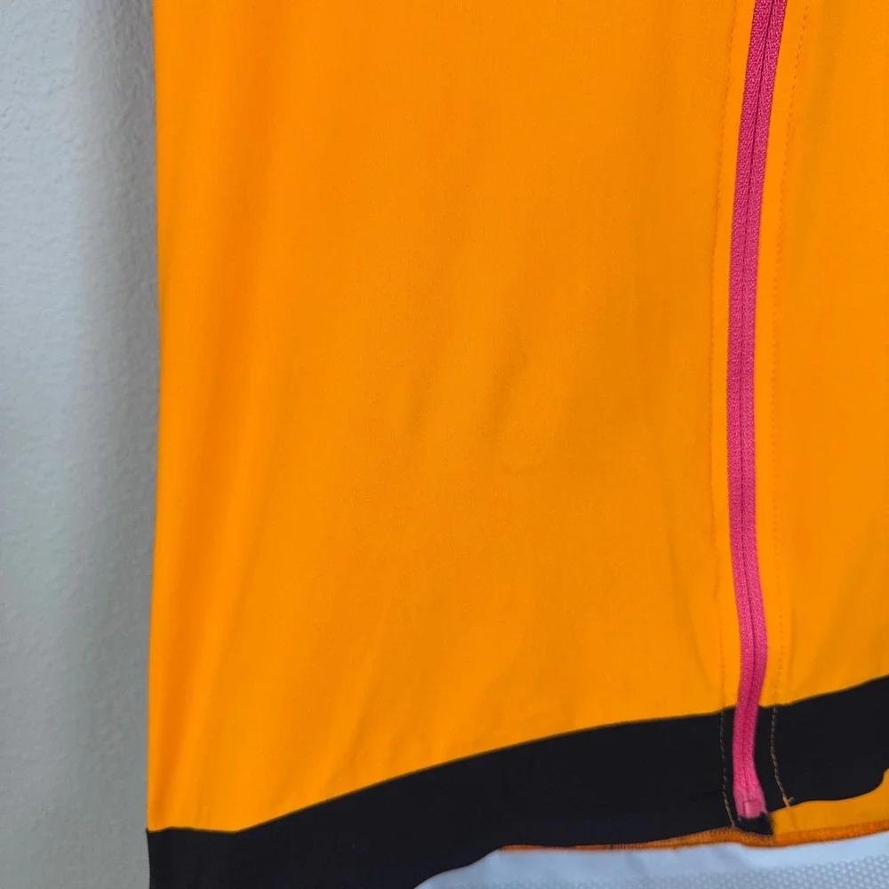 Giordana Women's L Made in Italy Cycling Jersey Orange Black Full Zip Club Bike